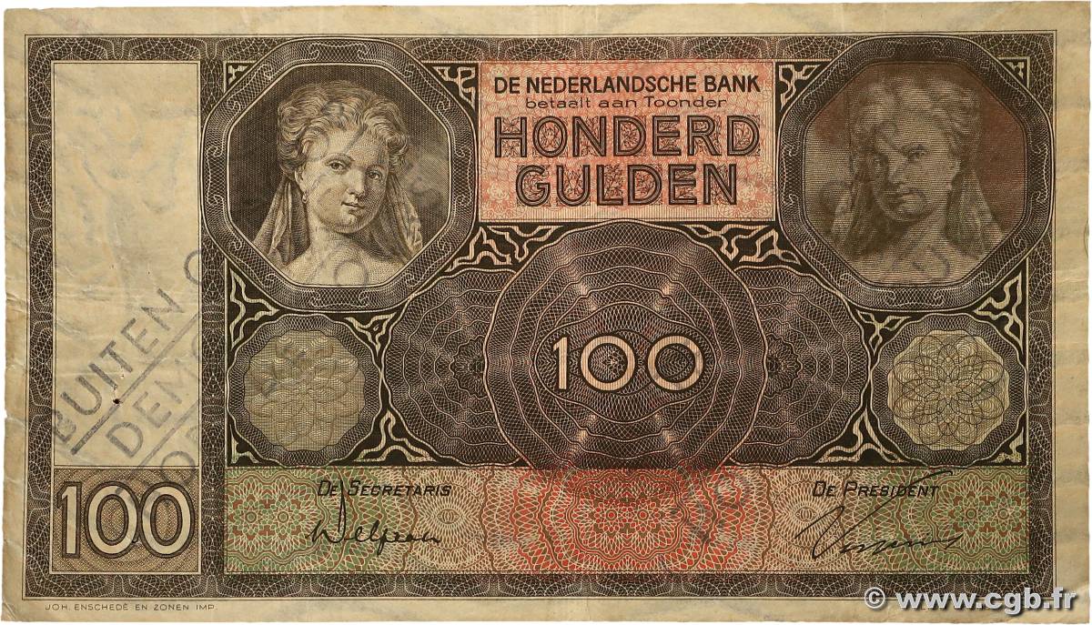 100 Gulden Annulé PAYS-BAS  1930 P.051a TB+
