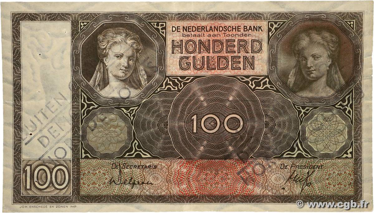100 Gulden Annulé PAYS-BAS  1932 P.051a TTB