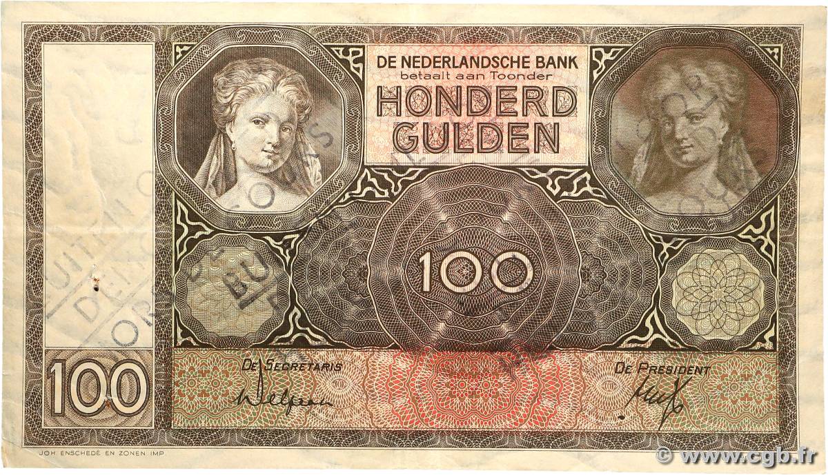 100 Gulden Annulé PAYS-BAS  1932 P.051a TTB