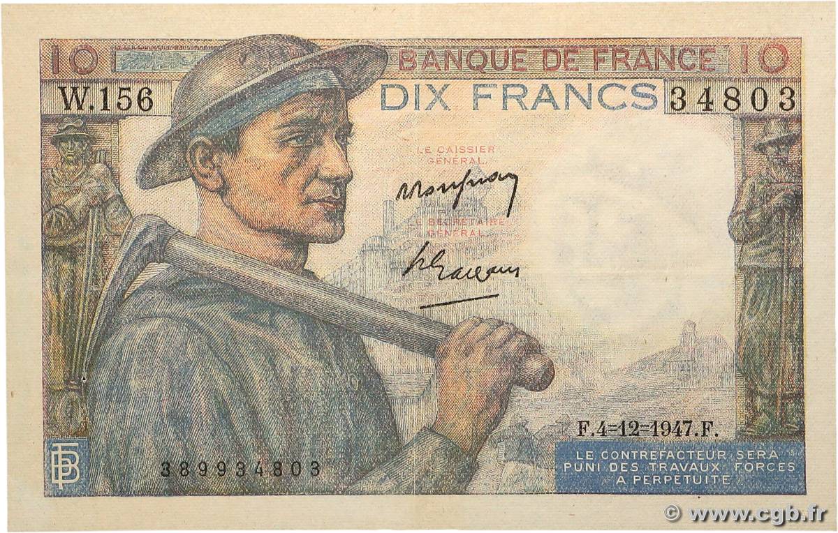 10 Francs MINEUR FRANCE  1947 F.08.19 SUP
