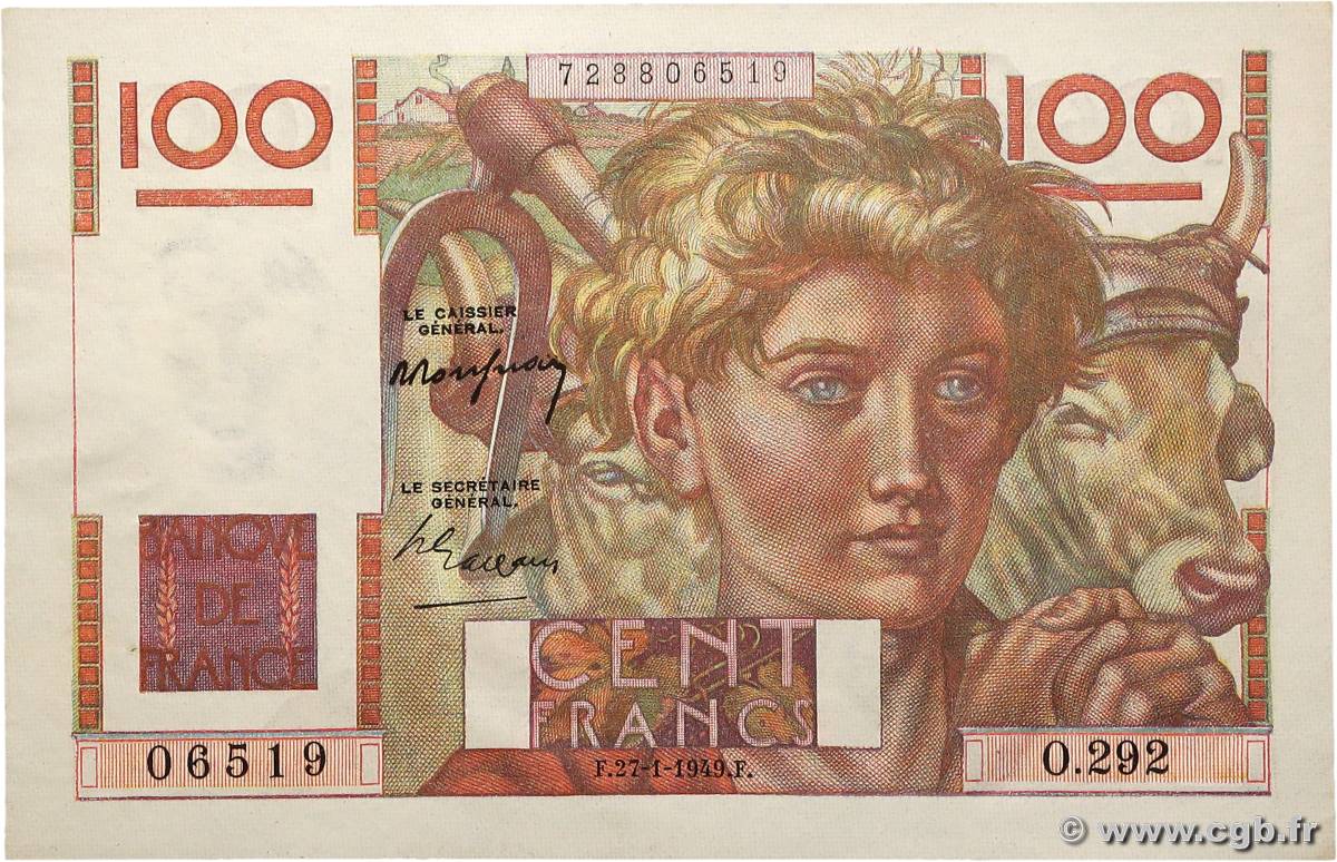 100 Francs JEUNE PAYSAN FRANCE  1949 F.28.21 SPL