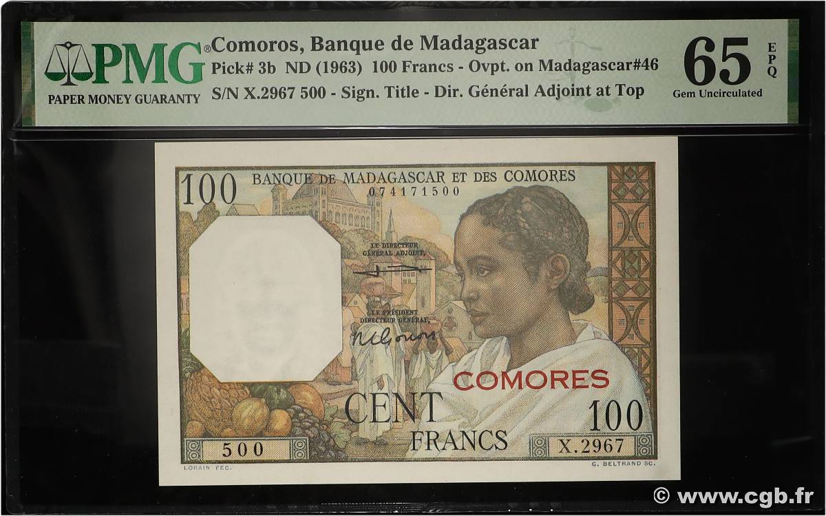 100 Francs COMOROS  1960 P.03b2 UNC