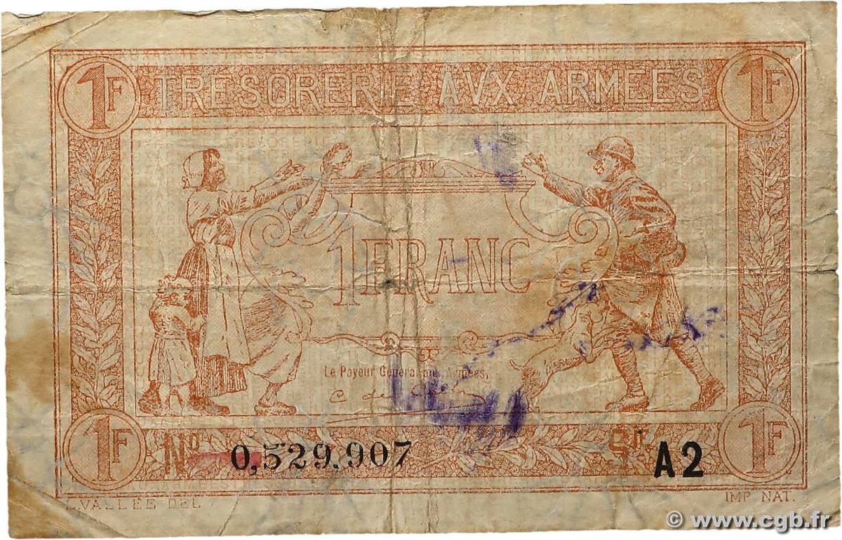 1 Franc TRÉSORERIE AUX ARMÉES 1919 FRANCE  1919 VF.04.14 F-