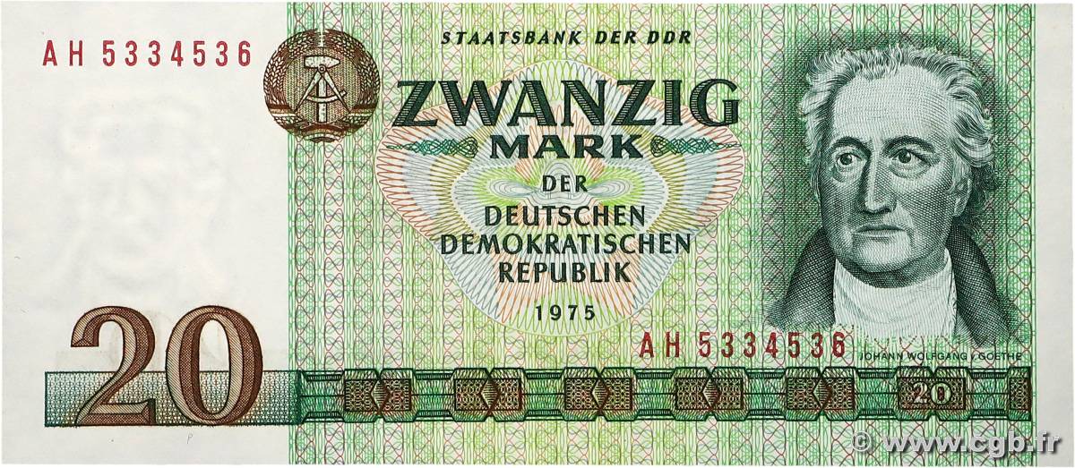 20 Mark GERMAN DEMOCRATIC REPUBLIC  1975 P.29b UNC
