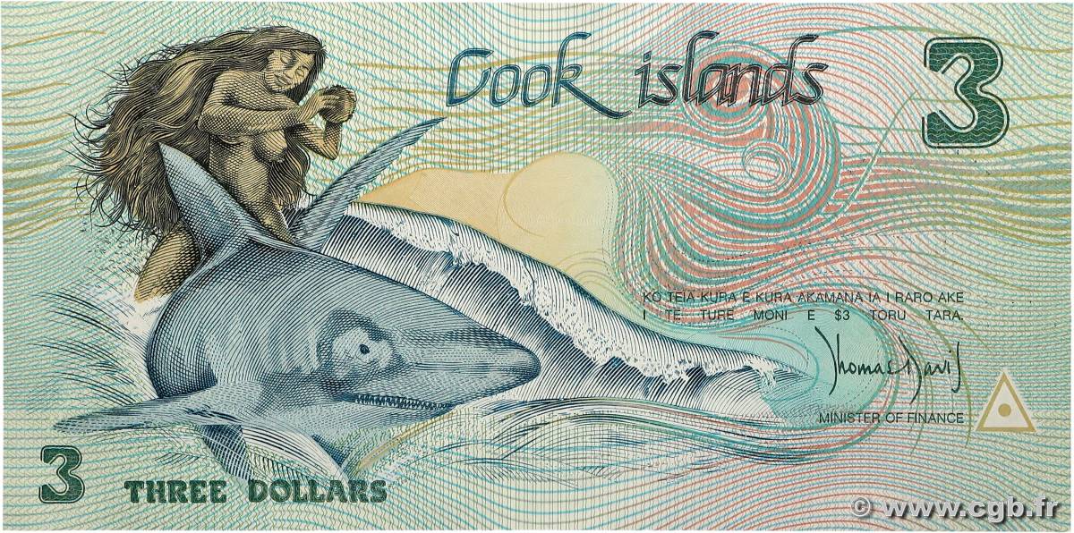 3 Dollars Commémoratif ÎLES COOK   1992 P.06a SPL