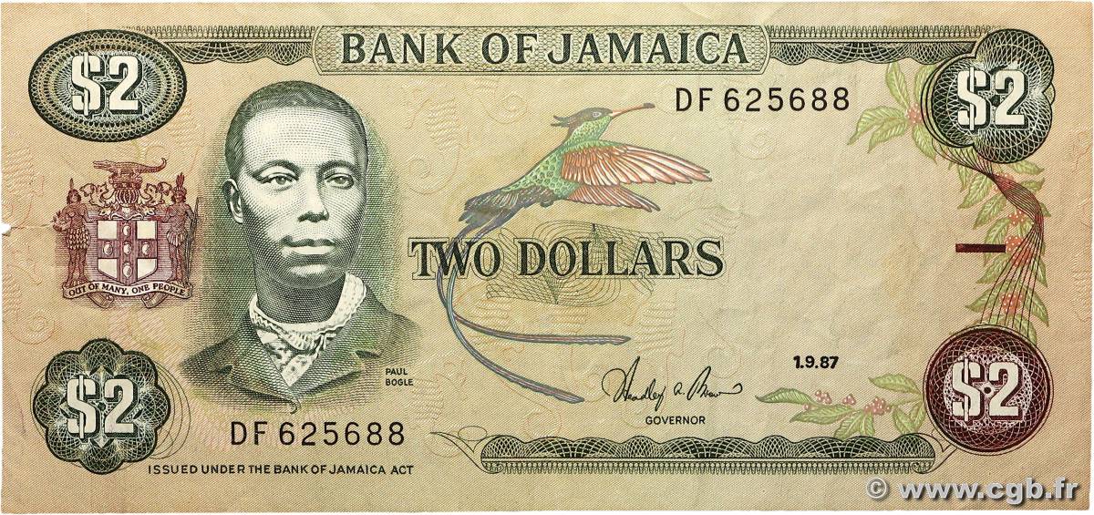 2 Dollars JAMAICA  1987 P.69b F+