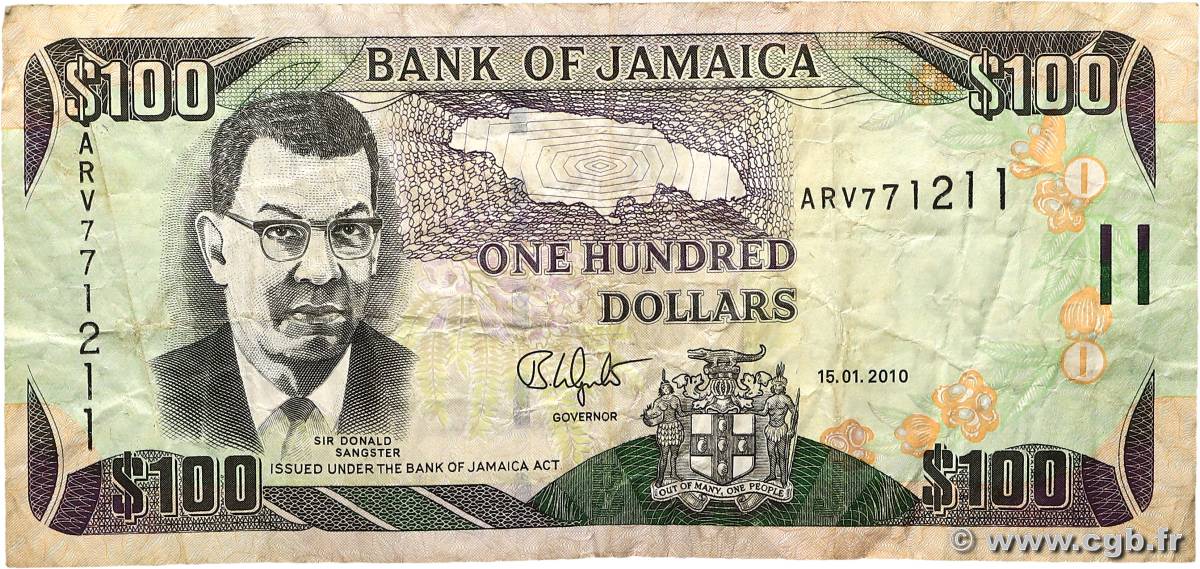 50 Dollars Lot JAMAICA  2010 P.84e F+