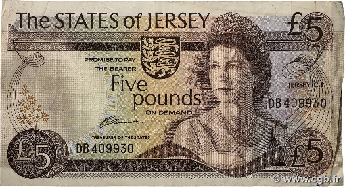 5 Pounds JERSEY  1976 P.12a F
