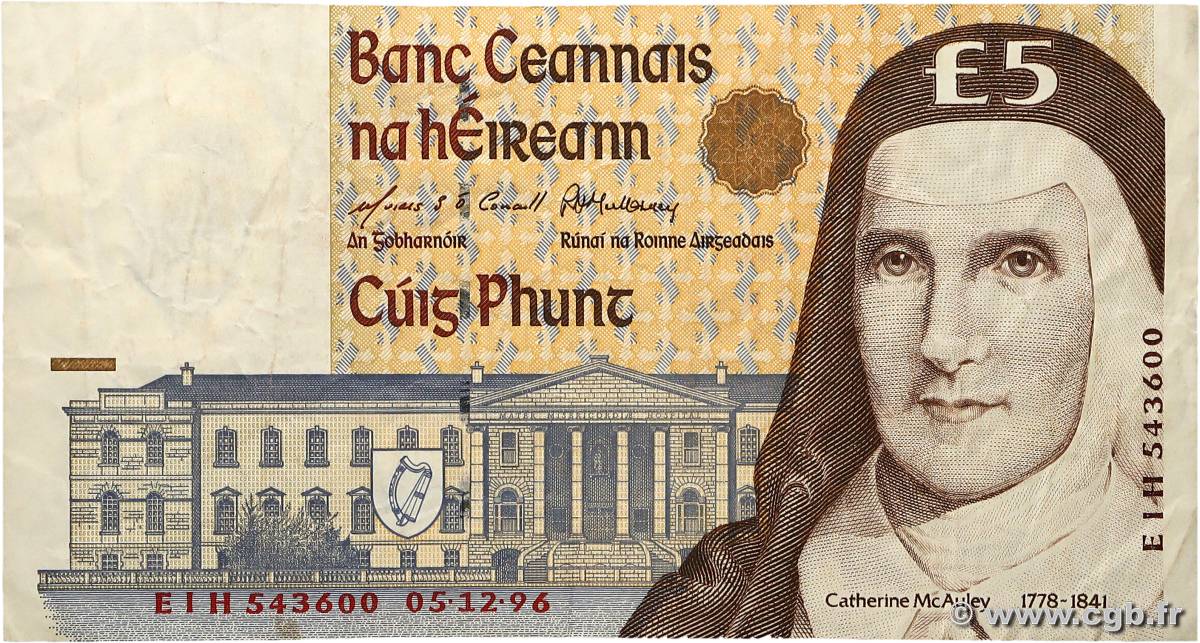 5 Pounds IRELAND REPUBLIC  1996 P.075 F