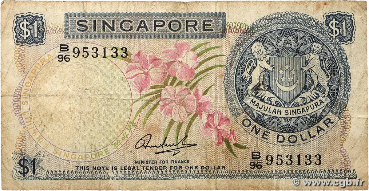 1 Dollar SINGAPOUR  1971 P.01c B+