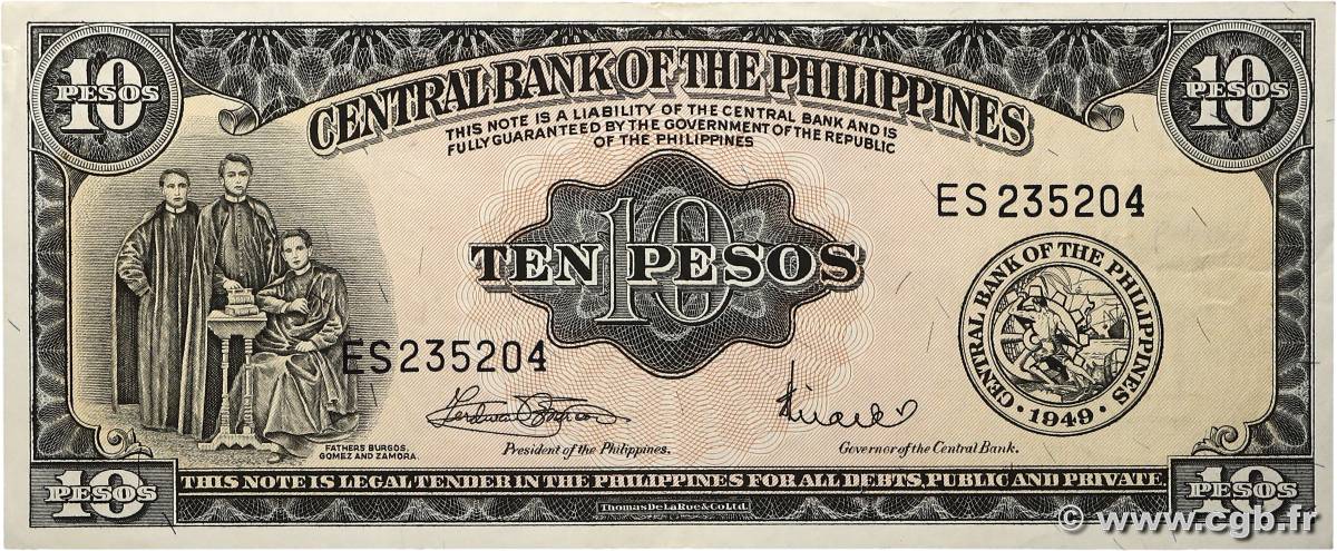 10 Pesos FILIPPINE  1949 P.136f SPL