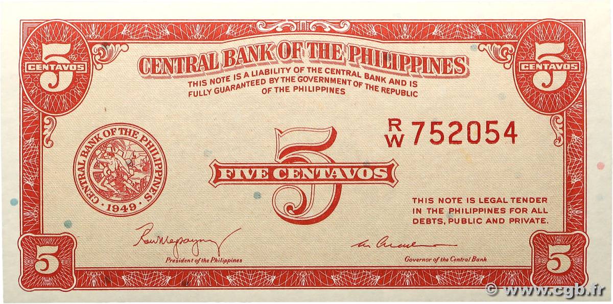 5 Centavos PHILIPPINES  1949 P.126a NEUF