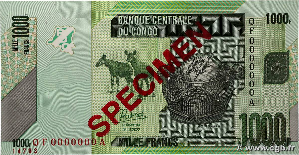 1000 Francs Spécimen RÉPUBLIQUE DÉMOCRATIQUE DU CONGO  2022 P.101s pr.NEUF