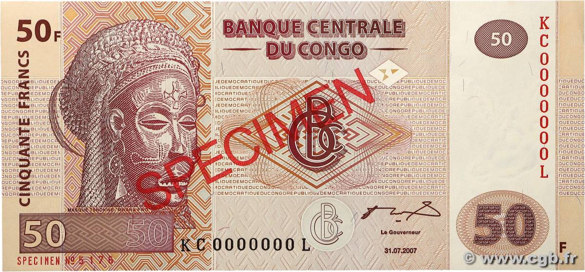 50 Francs Spécimen RÉPUBLIQUE DÉMOCRATIQUE DU CONGO  2007 P.097s pr.NEUF