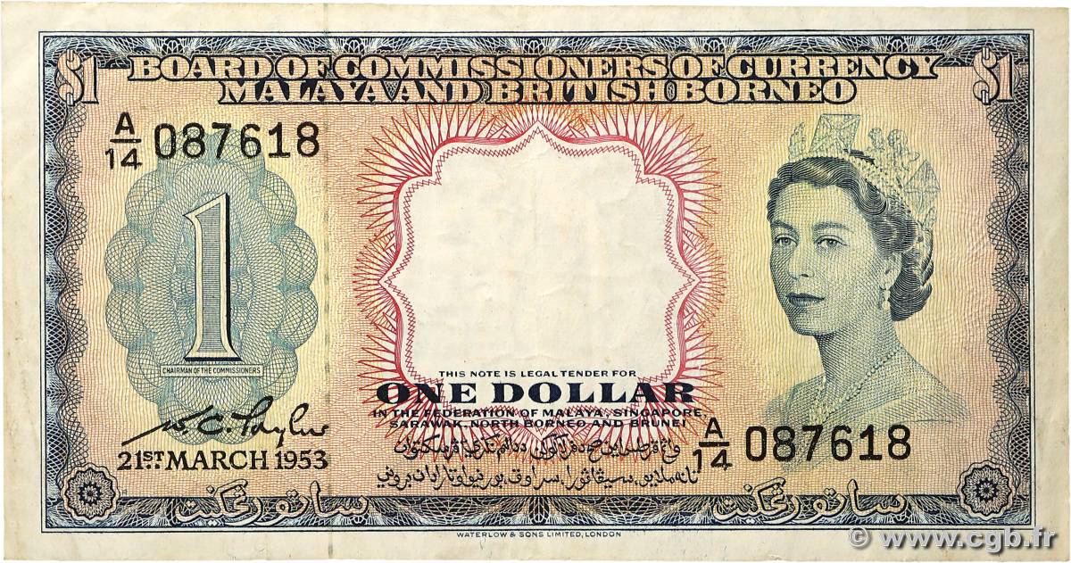 1 Dollar MALAYA and BRITISH BORNEO  1953 P.01a VF