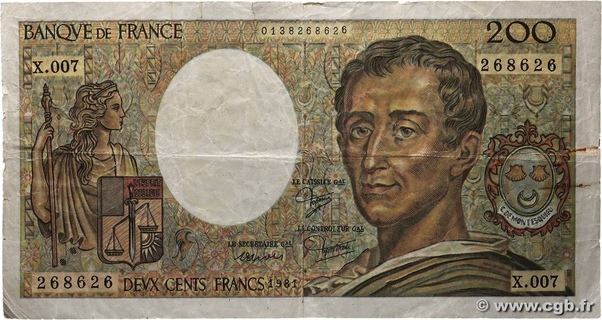 200 Francs MONTESQUIEU Faux FRANKREICH  1981 F.70.01x S
