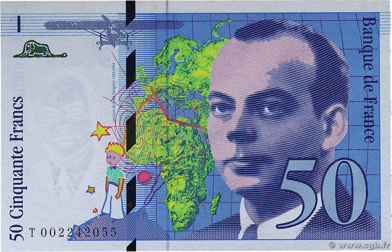 50 Francs SAINT-EXUPÉRY Mouton décalé Fauté FRANCE  1992 F.72f1.01 pr.NEUF