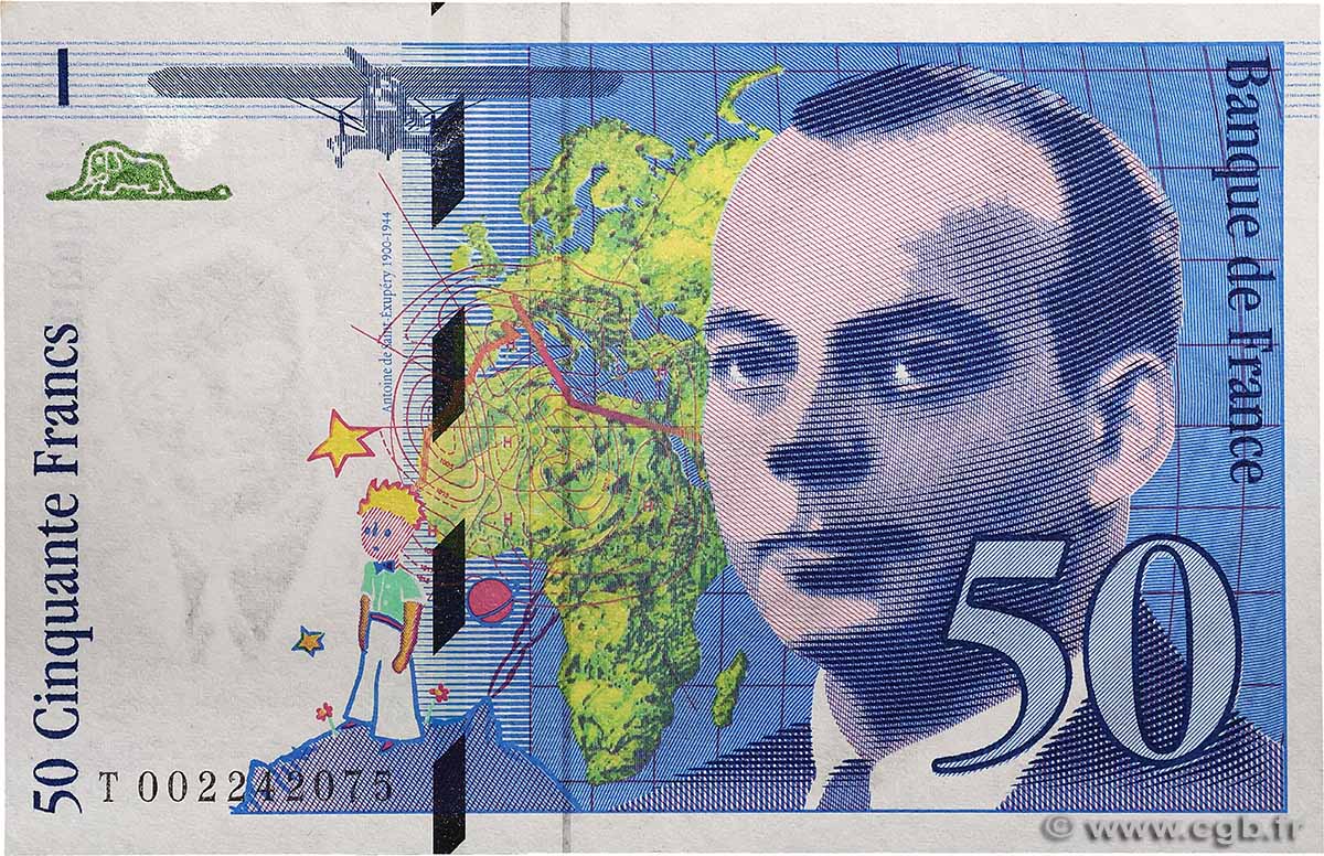 50 Francs SAINT-EXUPÉRY Mouton décalé Fauté FRANCE  1992 F.72f1.01 AU