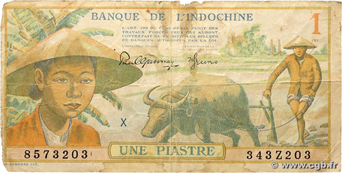 1 Piastre INDOCHINE FRANÇAISE  1942 P.074 TB