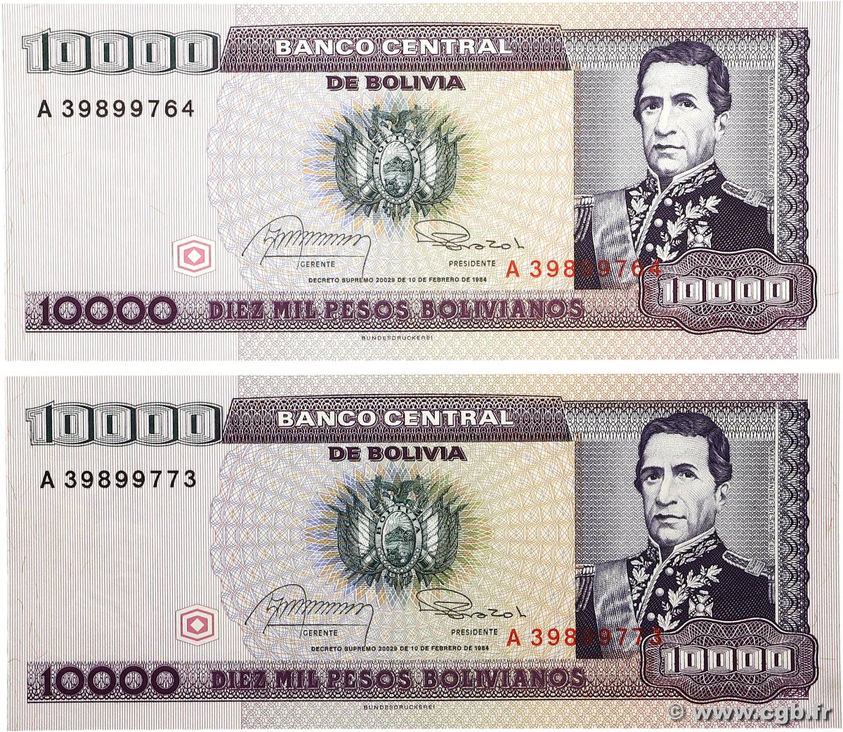 10000 Pesos Bolivianos Lot BOLIVIA  1984 P.169a FDC