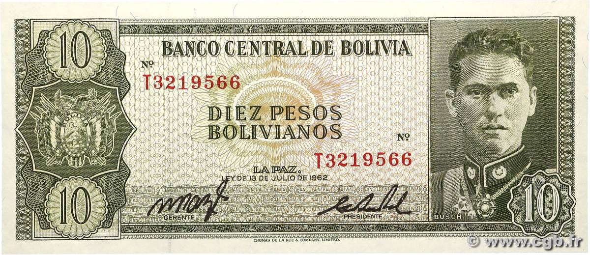 10 Pesos Bolivianos BOLIVIA  1962 P.154a UNC