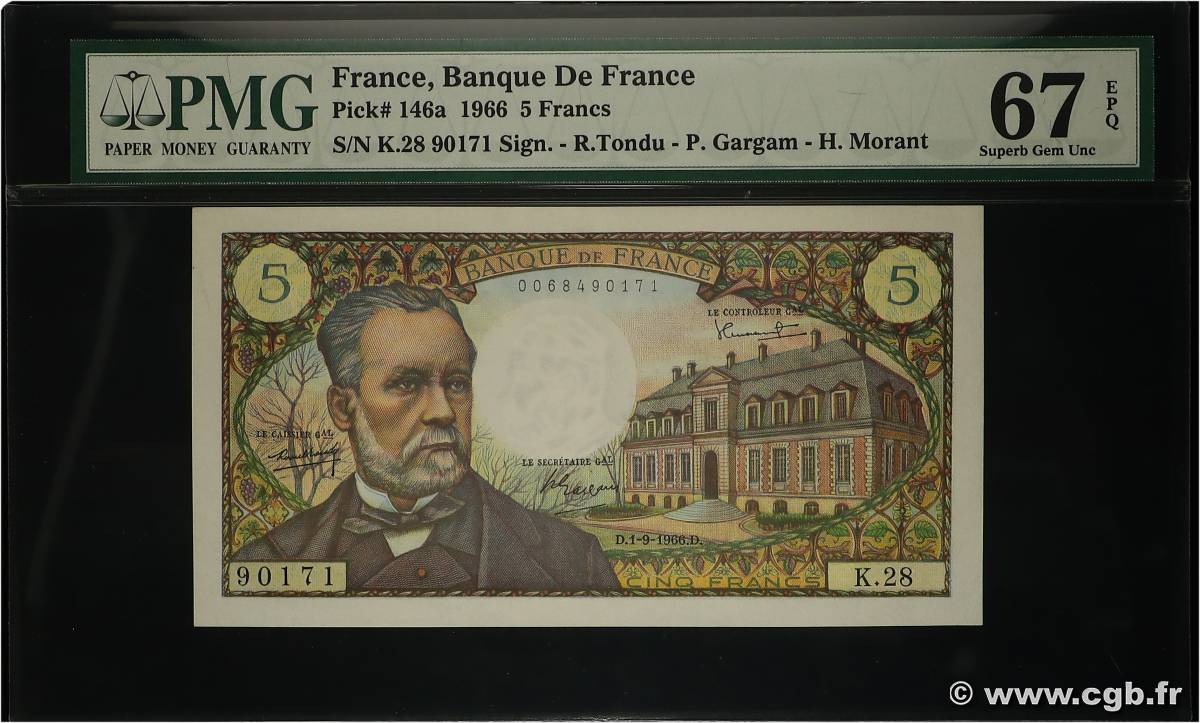 5 Francs PASTEUR FRANCIA  1966 F.61.03 FDC