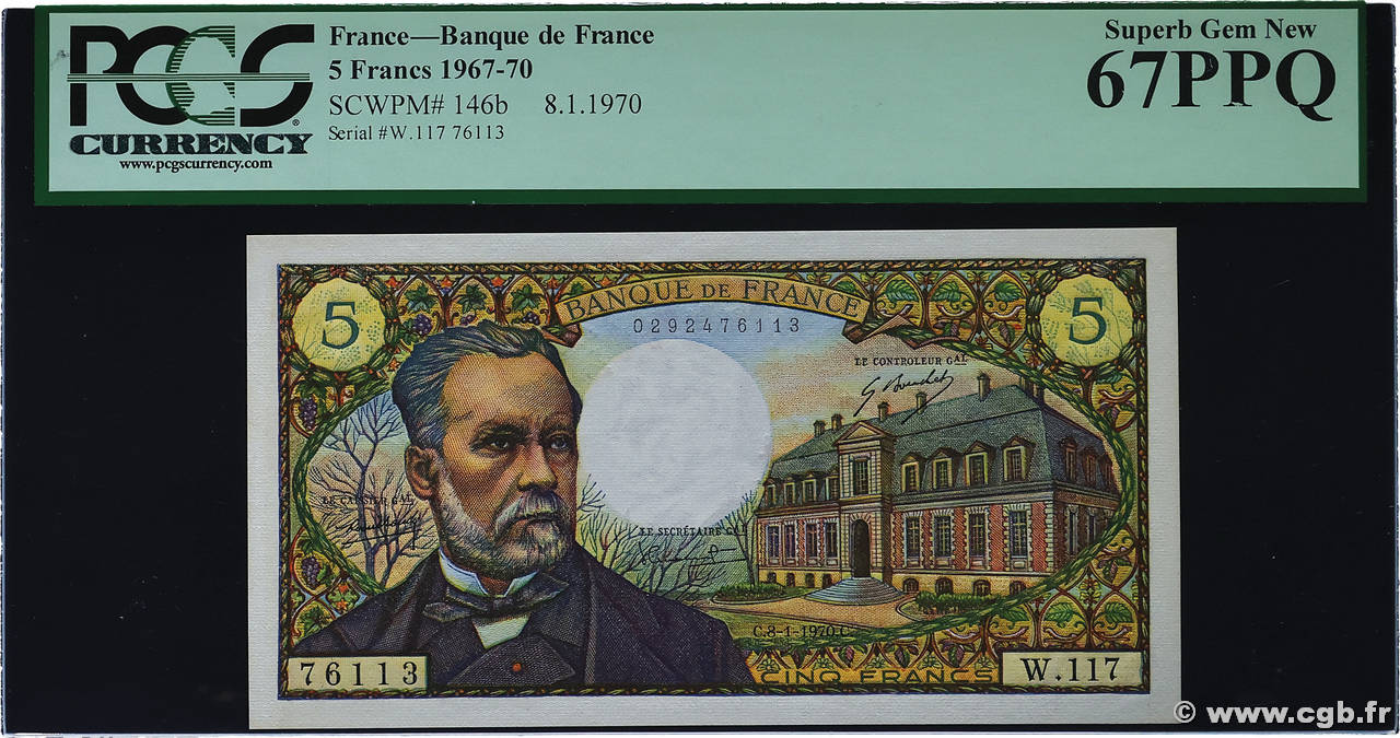 5 Francs PASTEUR FRANCE  1970 F.61.12 NEUF