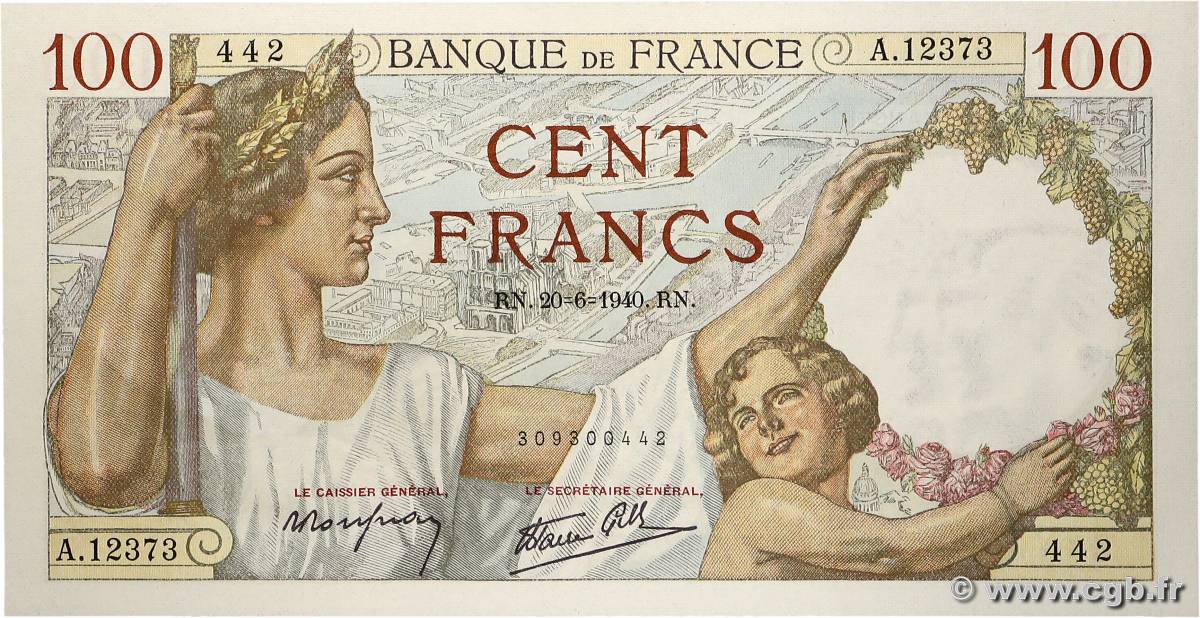100 Francs SULLY FRANCIA  1940 F.26.32 SC+