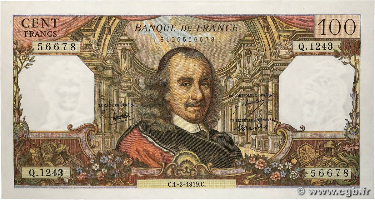 100 Francs CORNEILLE FRANCIA  1979 F.65.65 EBC+
