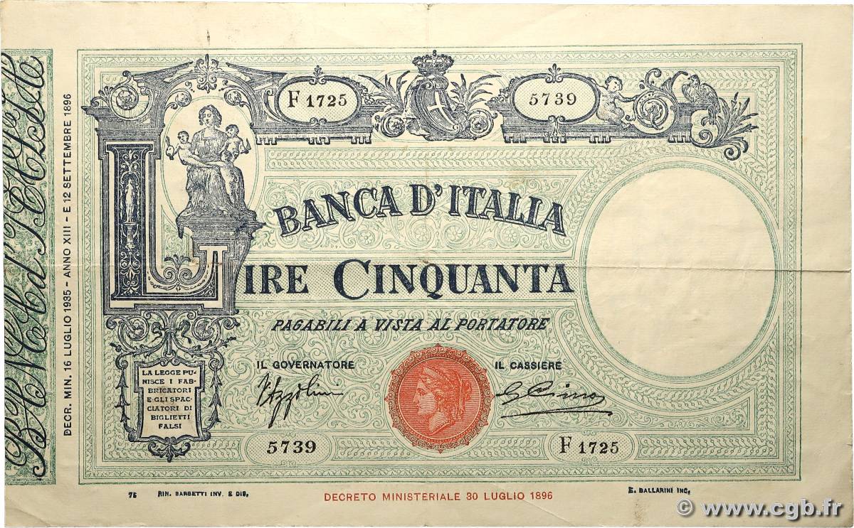 50 Lire ITALIA  1935 P.047c MBC