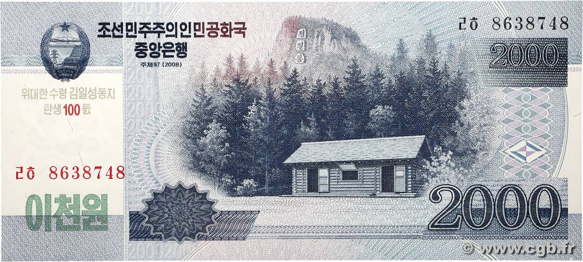 2000 Won Commémoratif CORÉE DU NORD  2008 P.CS16 pr.NEUF