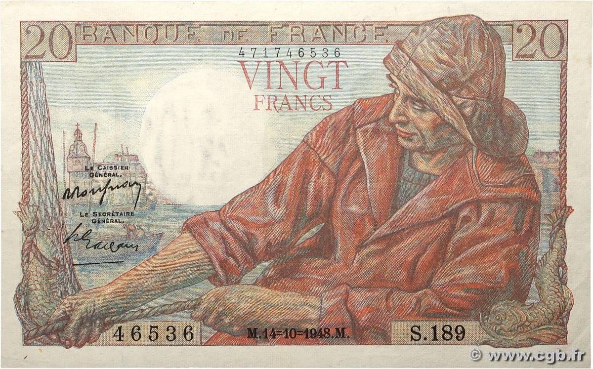 20 Francs PÊCHEUR FRANCE  1948 F.13.13 VF