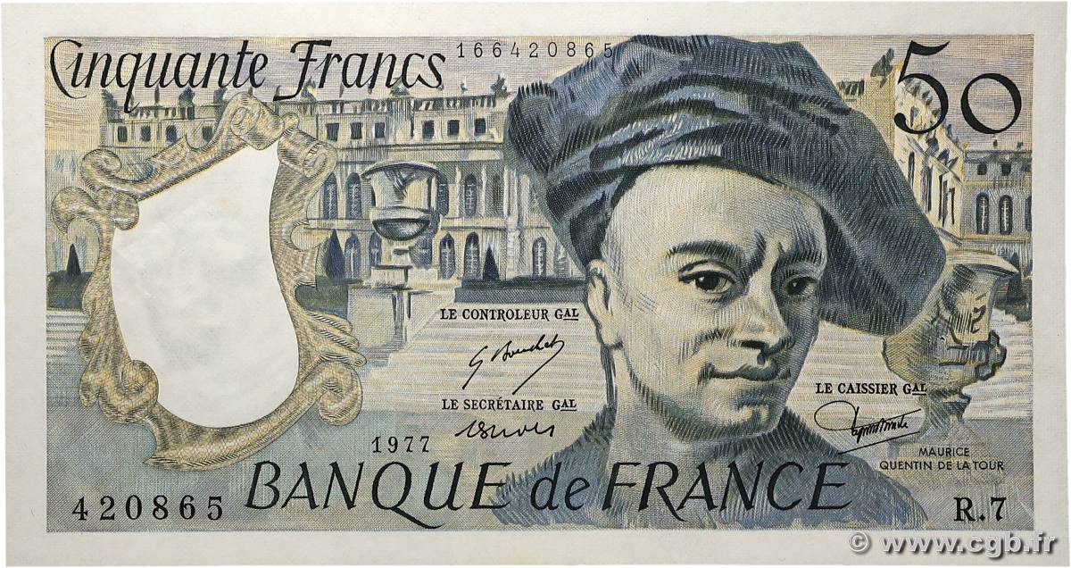 50 Francs QUENTIN DE LA TOUR FRANCE  1977 F.67.02 XF+