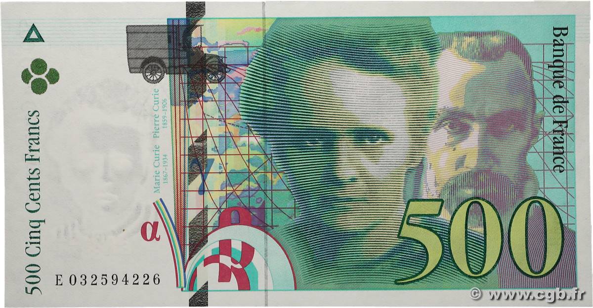 500 Francs PIERRE ET MARIE CURIE FRANCE  1995 F.76.02 AU+