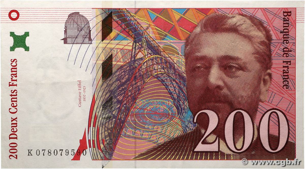 200 Francs EIFFEL FRANCE  1999 F.75.05 VF+