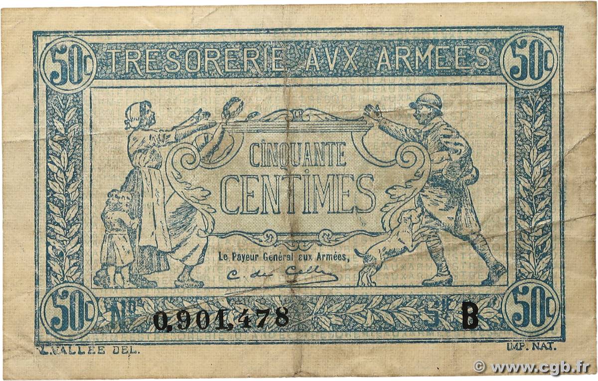 50 Centimes TRÉSORERIE AUX ARMÉES 1917 FRANCE  1917 VF.01.02 F+