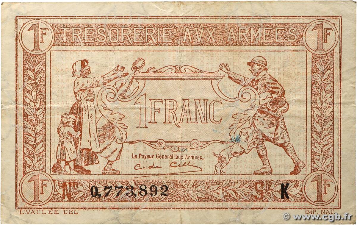 1 Franc TRÉSORERIE AUX ARMÉES 1917 FRANCE  1917 VF.03.11 F+