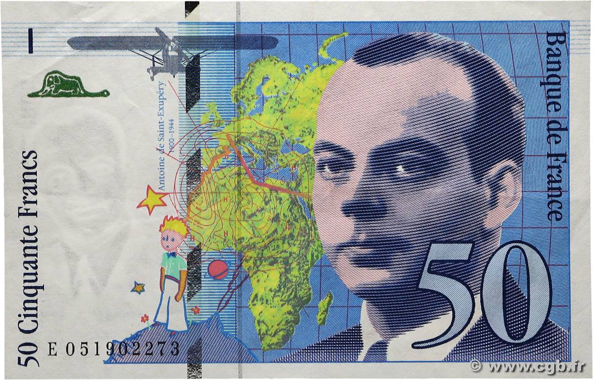 50 Francs SAINT-EXUPÉRY modifié FRANCE  1999 F.73.05 VF+