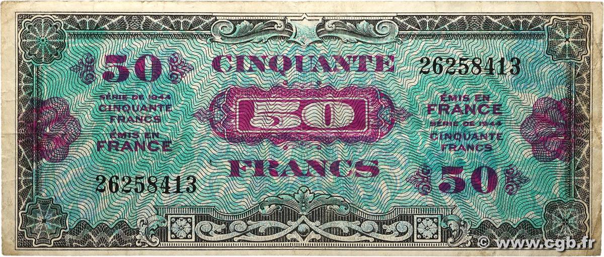 50 Francs DRAPEAU FRANCE  1944 VF.19.01 F