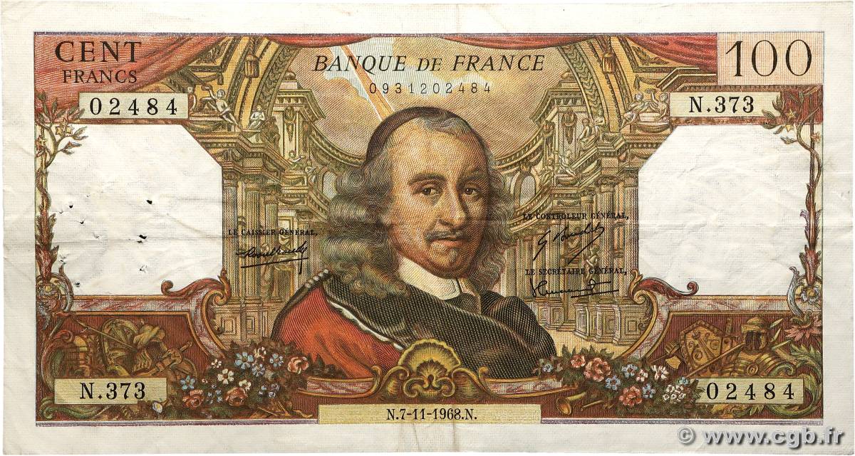 100 Francs CORNEILLE FRANCE  1968 F.65.24 F