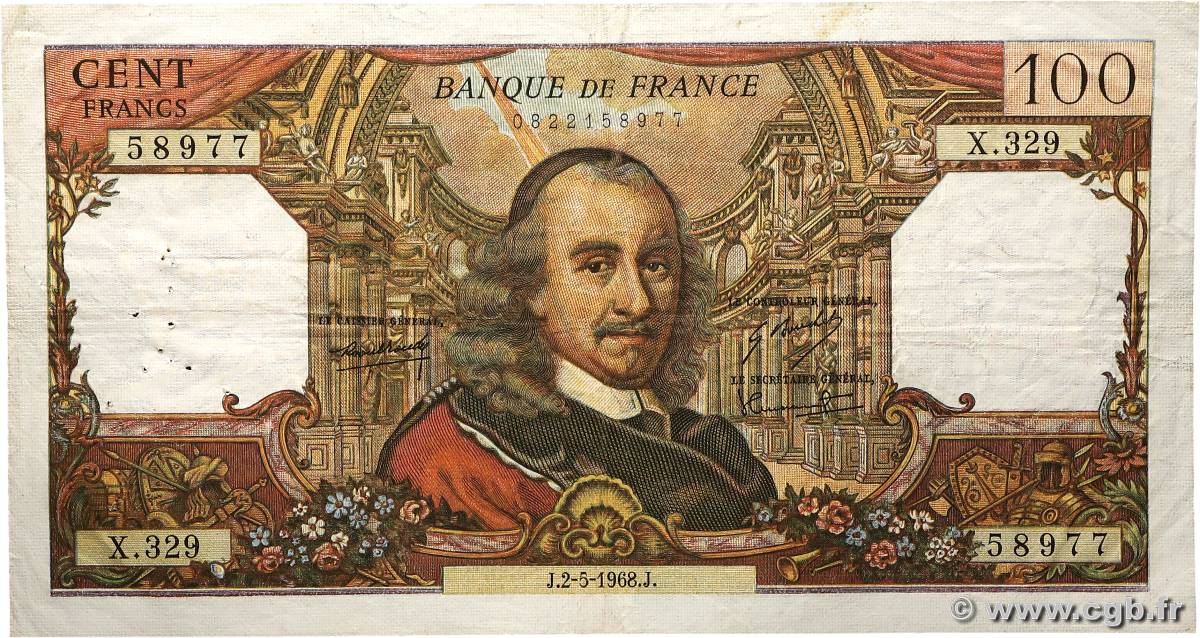 100 Francs CORNEILLE FRANCE  1968 F.65.22 F