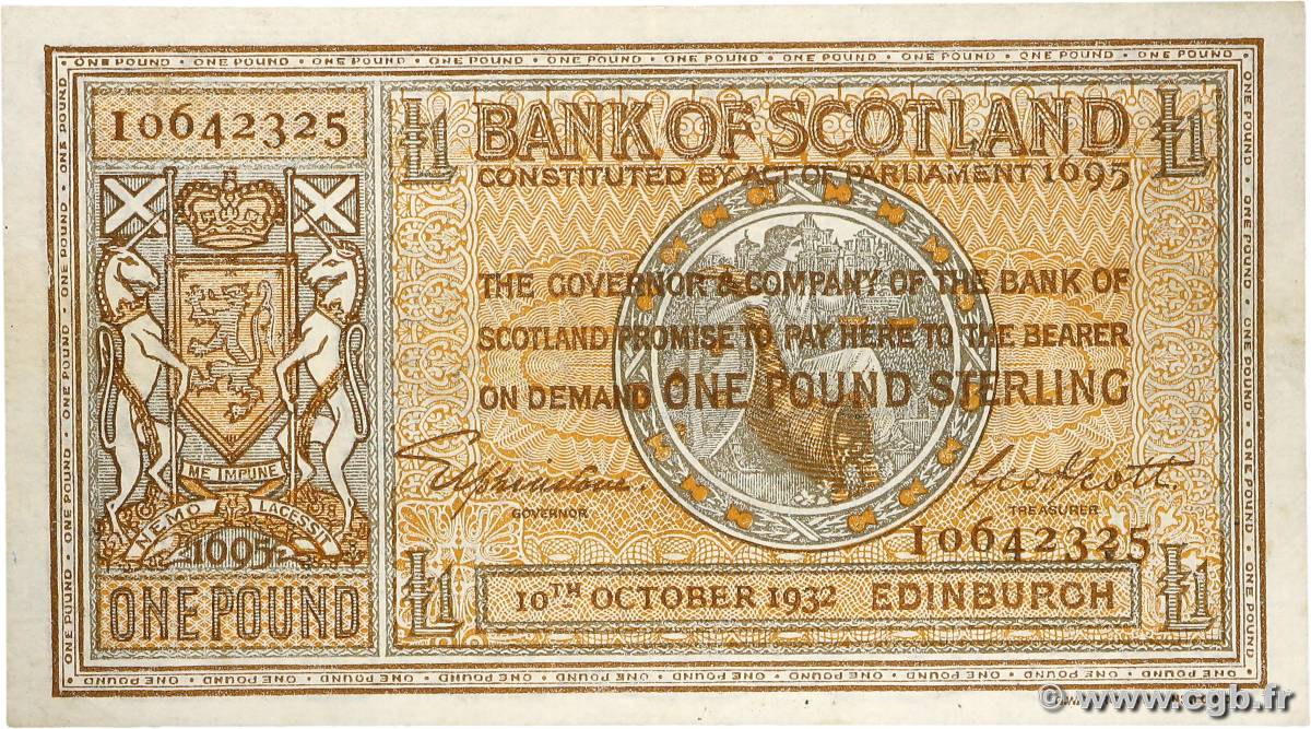 1 Pound SCOTLAND  1932 P.086 VF