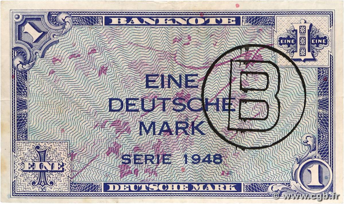 1 Deutsche Mark GERMAN FEDERAL REPUBLIC  1948 P.02b BB