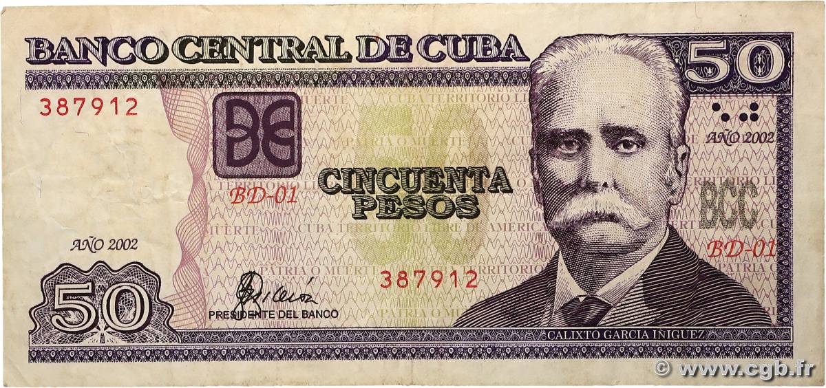 50 Pesos CUBA  2002 P.123a BC