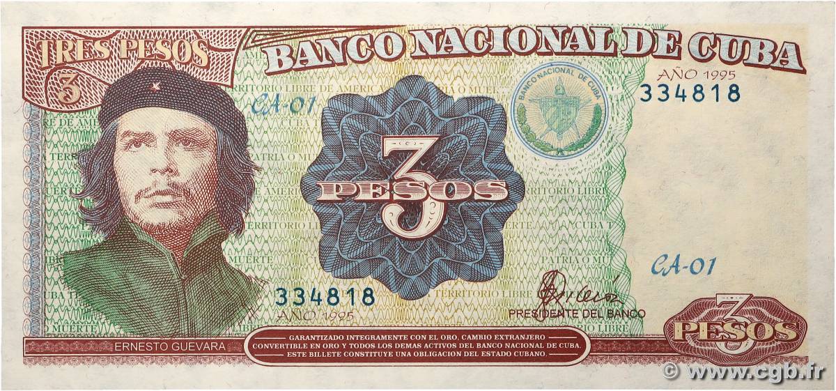 3 Pesos CUBA  1995 P.113 FDC