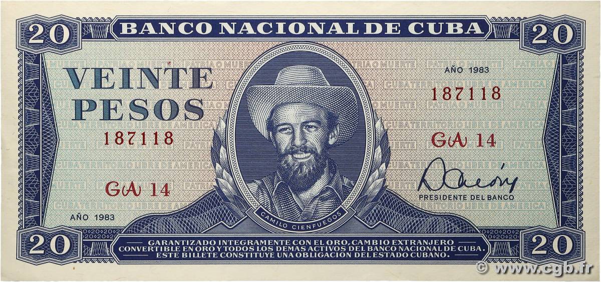 20 Pesos CUBA  1983 P.105c EBC+