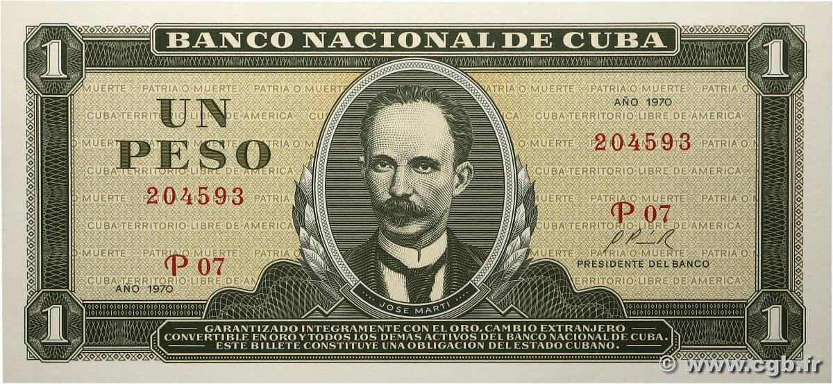1 Peso CUBA  1970 P.102a NEUF