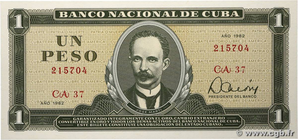 1 Peso CUBA  1982 P.102b NEUF