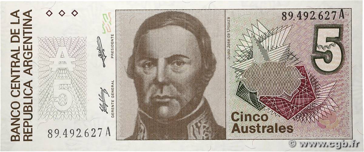 5 Australes ARGENTINE  1986 P.324b NEUF