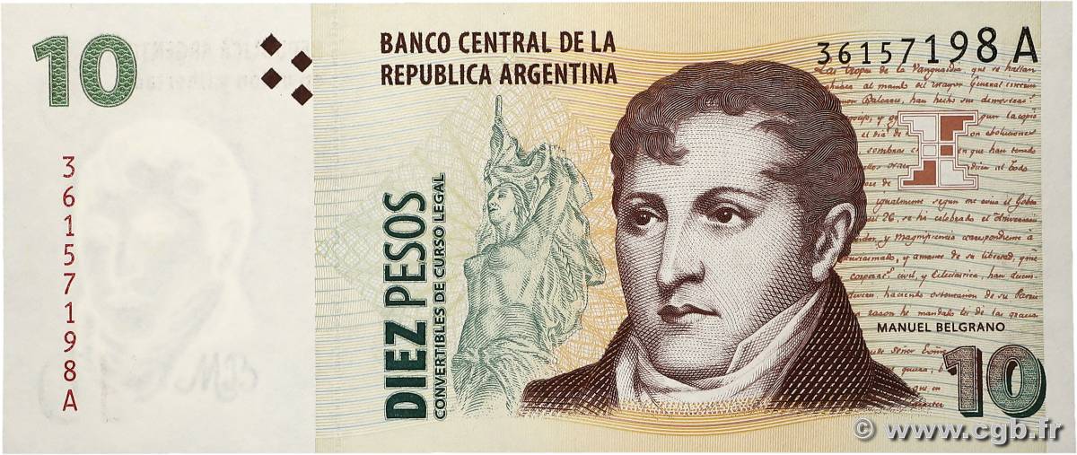 10 Pesos ARGENTINA  1998 P.348 FDC